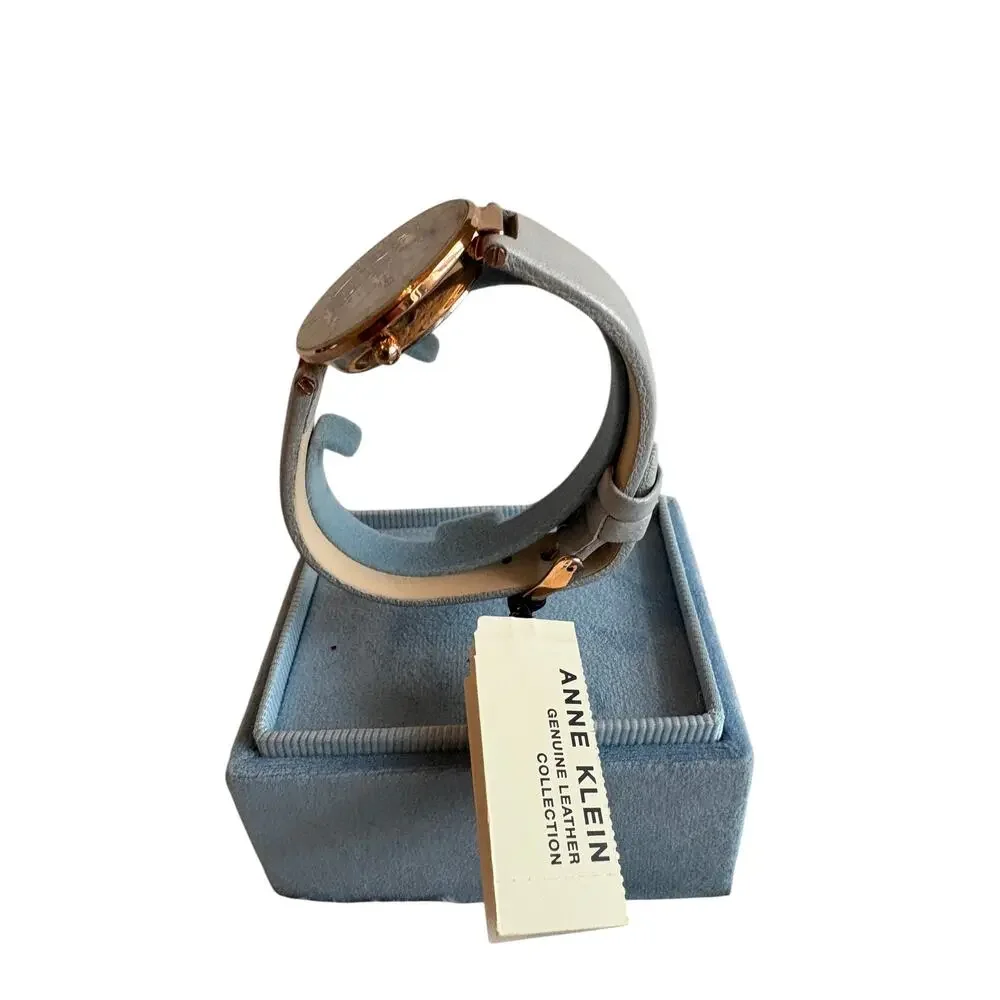 Anne Klein Women's Light Gray Leather Strap Watch 32mm - NWT